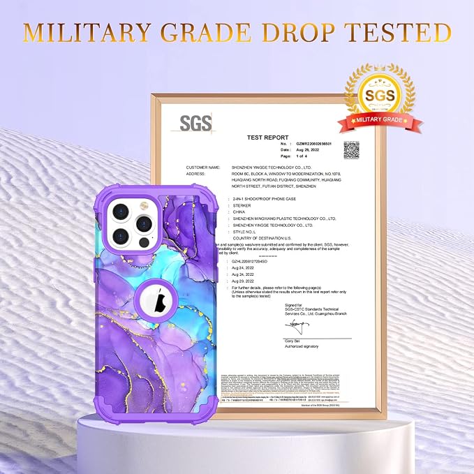 Hocase for iPhone 13 Pro Max Case, Heavy Duty Shockproof Protection Soft Silicone Rubber Bumper+Hard Plastic Hybrid Protective Case for iPhone 13 Pro Max (6.7") 2021 - When Purple Meets Blue