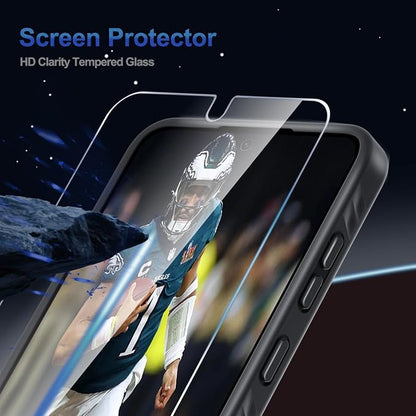 RMOCR for Samsung Galaxy S25 FE Case with Screen Protector+Lanyard Wrist Strap,Magnetic Translucent Matte Rugged Slim Phone Cover Built in Invisible Kickstand [Fit for MagSafe],2025 Black