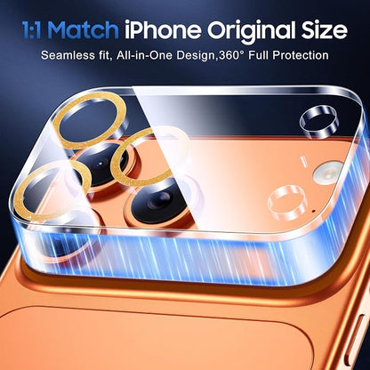 UniqueMe Compatible for 3 Pack iPhone 17 Pro Camera Lens Protector - [Drop Protection] [Case Friendly] 9H Tempered Glass Camera Cover Screen [Update New Version] - Glitter Gold