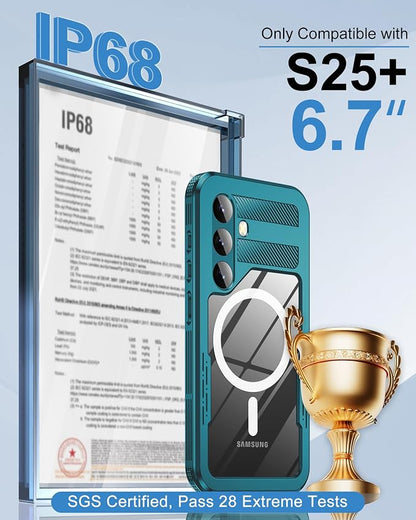 for Samsung Galaxy S25+ Plus Waterproof Case, [Fit for Magsafe] [IP68 Water Proof] [Built-in Screen Protector], Magnetic Heavy Duty Military Grade Rugged Phone Case for S 25+ Plus 6.7", Teal