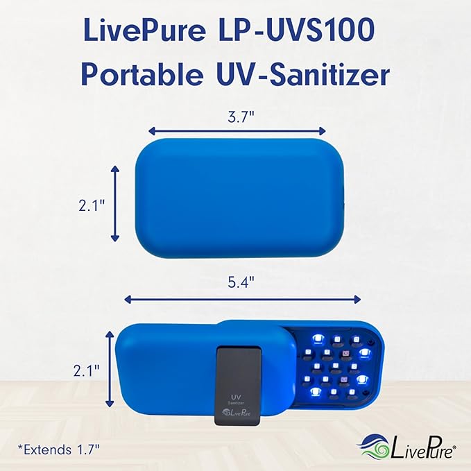 LivePure Handheld UV Light Sanitizer. Portable UV Light for Disinfecting Room, Kitchen, Car, Bathroom, Household Surfaces. Empire Red