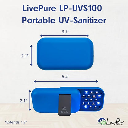 LivePure Handheld UV Light Sanitizer. Portable UV Light for Disinfecting Room, Kitchen, Car, Bathroom, Household Surfaces. Empire Red