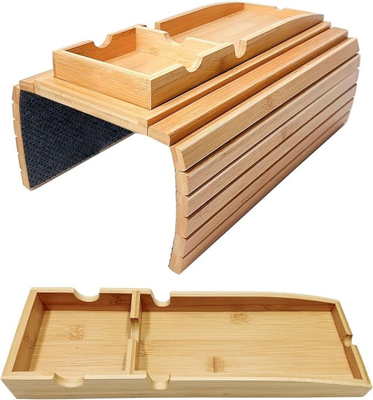 Couch Cup Holder | Couch Caddy with Detachable Couch Cup Holder Tray | Anti-Slip Foldable Sofa Table Tray - Cup Holder Tray for Drinks Cup Cellphone Remote Snacks