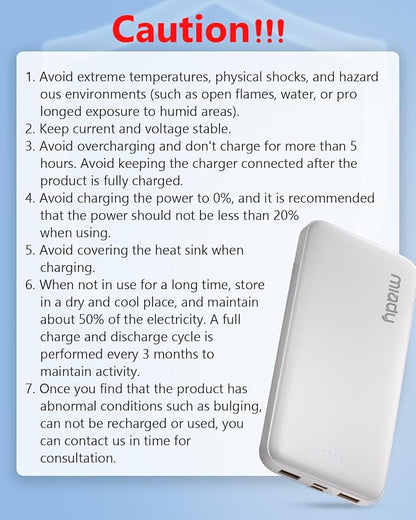 Miady 2-Pack Portable Charger 10000mAh Power Bank Battery Pack for Travel | 37Wh丨Dual USB丨3 Outputs 2 Inputs丨Slim丨Compatible with iPhone 17 16 Galaxy S24 Android Tablets etc丨Flight-Safe丨Black+White