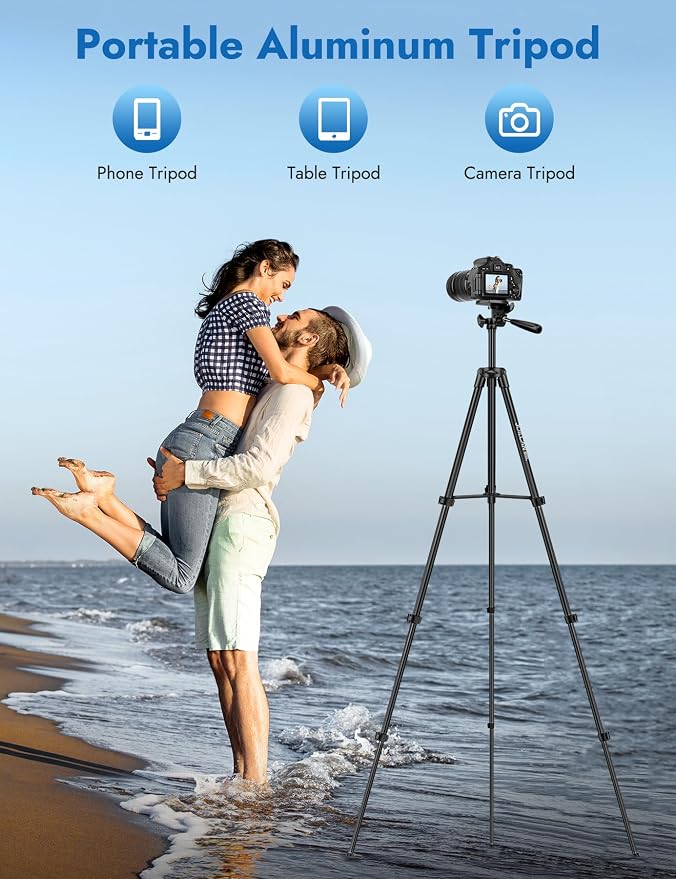 JOILCAN 67" Tripods Camera Tripod, Phone Tablet Tripod for Video Recording Vlog Photo with Remote Carry Bag, Aluminum Lightweight Travel Tripods