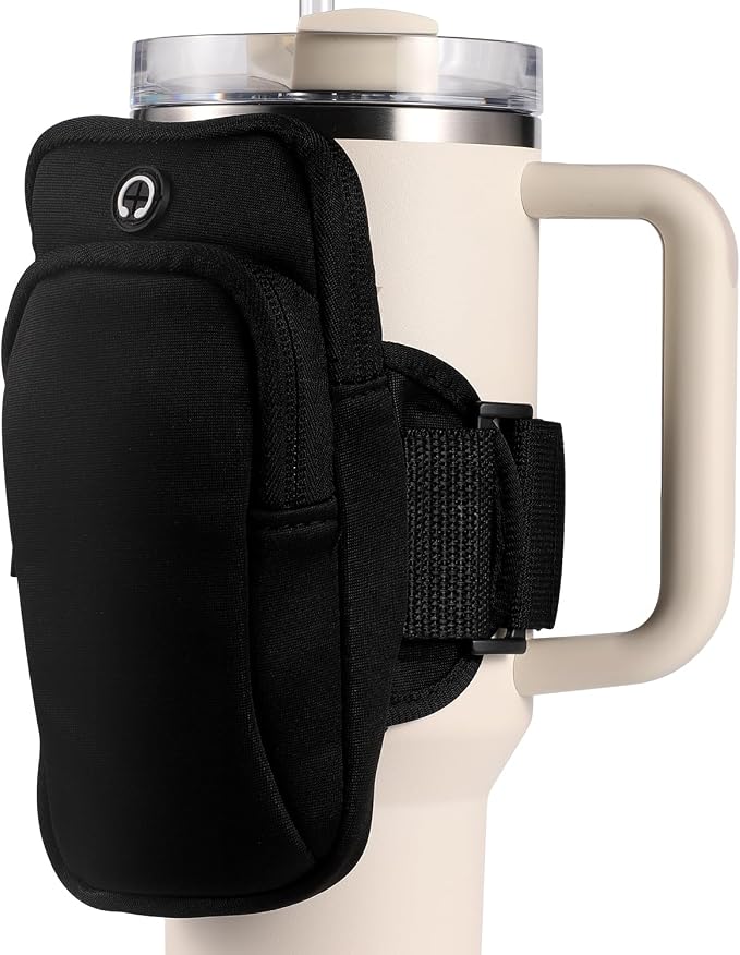 Gym Water Bottle Pouch, Double Layer Water Bottle Holder Water Bottle Sleeve Bag for Cards Keys Wallet Running Phone Holder Gym Phone Bag for Men Women Running Sports Bike