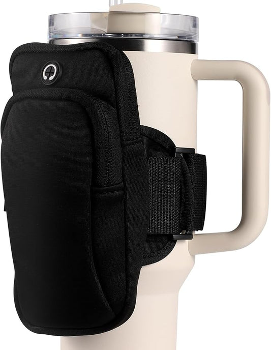 Gym Water Bottle Pouch, Double Layer Water Bottle Holder Water Bottle Sleeve Bag for Cards Keys Wallet Running Phone Holder Gym Phone Bag for Men Women Running Sports Bike