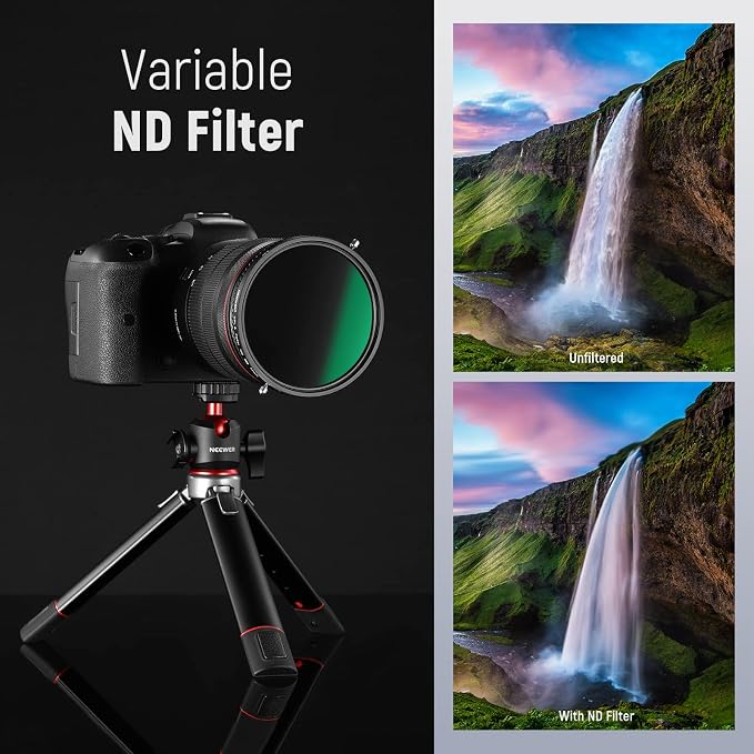 NEEWER 2 in 1 55mm Variable ND Filter ND2–ND32&CPL Filter(Circular Polarizer Filter) No X Cross/30 Layer Nano Coated/HD Optical Glass/Ultra Slim Aluminum Alloy Frame/Water Repellent/Scratch Resistant