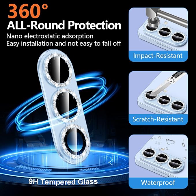 for Samsung Galaxy S26 Plus Camera Lens Protector, Electroplated Matte Back with 9H Tempered Glass Lens Protector, [Strong Adsorption] [Case-Friendly] Metal Ring HD Lens Cover, Blue Diamond