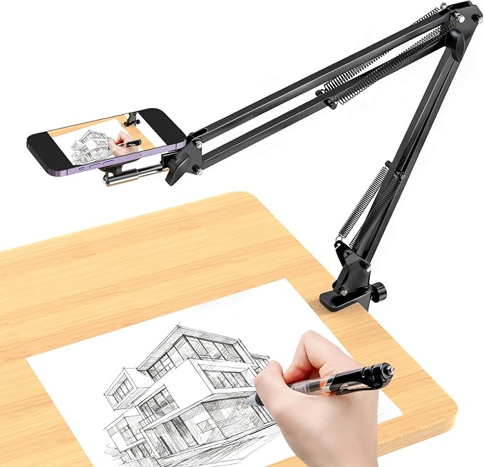 VRIG Overhead Phone Mount Stand with Magsafe, Articulating Arm Cell Phone Holder for Desk, Cell Phone Holder for Live Streams, Zoom Calls, Online Teaching, Selfies, Remote Working