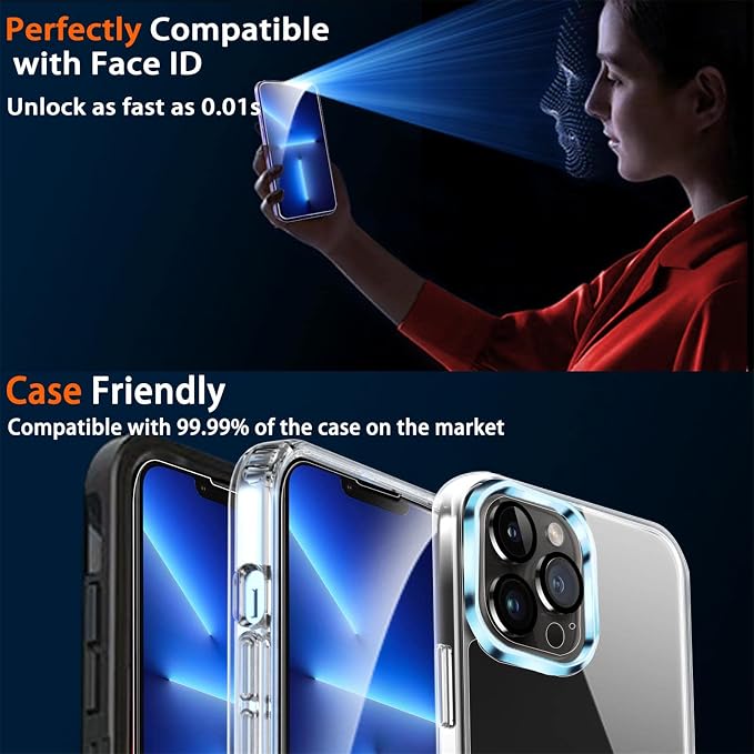 IMBZBK 3 Pack Screen Protector for iPhone 13 Pro Max with 3 Camera Lens Protector Tempered Glass Accessories Protector de Pantalla