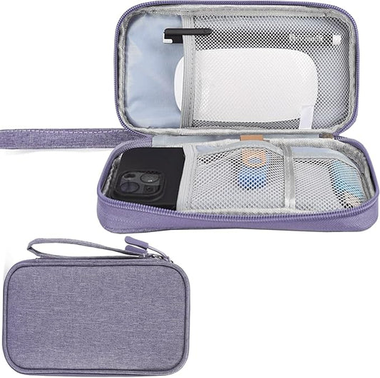 CAAORDKSO Electronics Organizer Travel Bag, Small Cable Organizer Case Waterproof Accessories Pouch, Travel Electronic Carrying Case for Cable, Cord, Charger, Phone, Power Bank, Earphone (Purple)