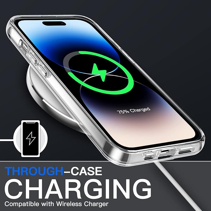 JETech 5 in 1 Case for iPhone 14 Pro Max 6.7-Inch, with 2-Pack Screen Protector and Camera Lens Protector, Non-Yellowing Shockproof Bumper Phone Cover, Full Coverage Tempered Glass Film (Clear)
