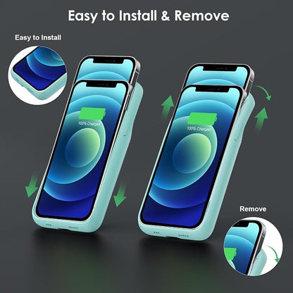 Battery Case for iPhone 12/12 Pro,[2025 Upgraded] 10800mAh Ultra-Slim Portable Extended Charger Case Cover for iPhone 12/12 Pro Charging Case (6.1 Inch)-Green