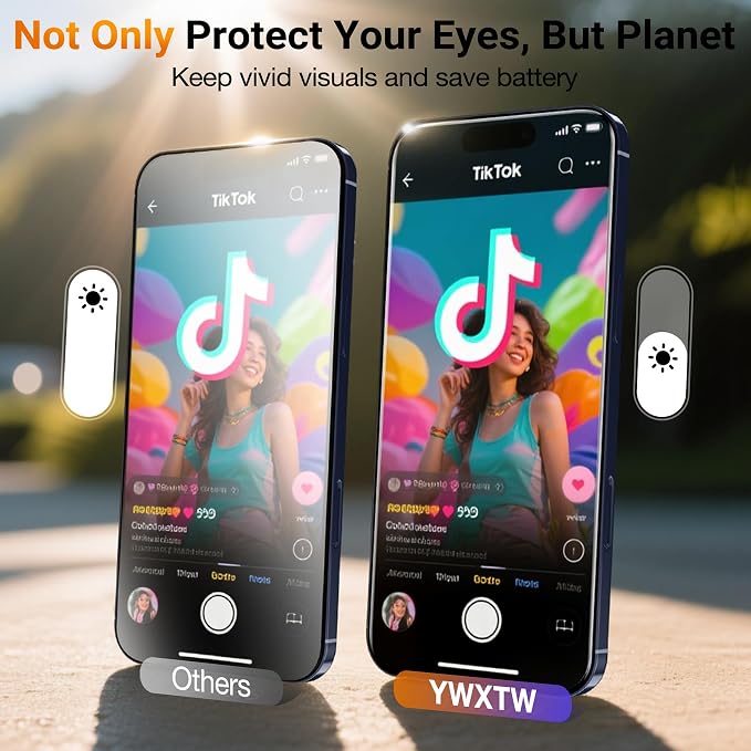 YWXTW [Sunlight Readability Screen Protector for iPhone 17 Pro 6.3 Inch, Anti Reflective Zero Glare TOP 9H+ Tempered Glass Screen Saver 17 Pro Accessories Case Friendly