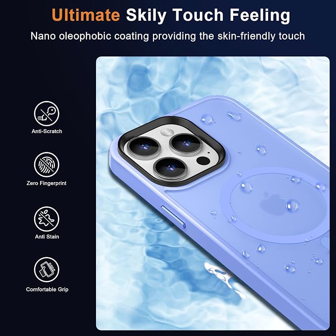 MOCCA Strong Magnetic for iPhone 15 Pro Max Case, Compatible with Magsafe, 13FT Military Drop Protection, Slim Translucent Matte Shockproof Case for iPhone 15 ProMax Case 6.7'', Blue