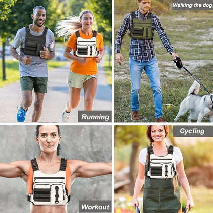 Criuage Outdoor Chest Bag for Men, Lightweight Running Vest with Water Bottle Pocket, EDC Chest Pack for Hiking, Cycling