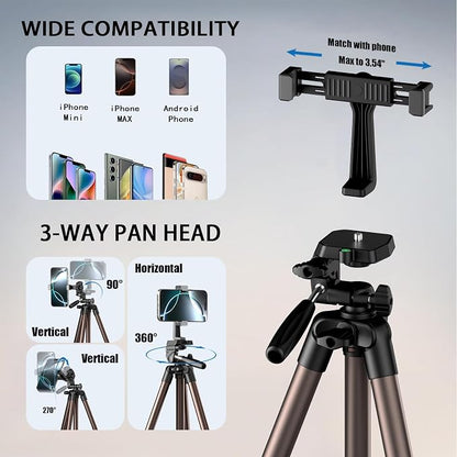71" Camera Tripod,Lightweight Aluminum Phone Tripod with Wireless Remote, Phone Holder & Carry Bag, Portable Travel Camera Stand for Smartphones Canon Nikon DSLR Cameras, Max Load 6.6 lb (Rose Gold)
