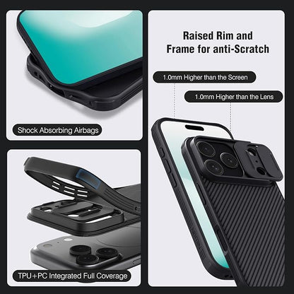 Nillkin Camshield Case for iPhone 17 Pro Case, [Built-in Dual Camera Cover][Slim Profile] [Military Grade Drop Protection] Shockproof Bumper iPhone 17 Pro Case 6.3 inch 2025 Black