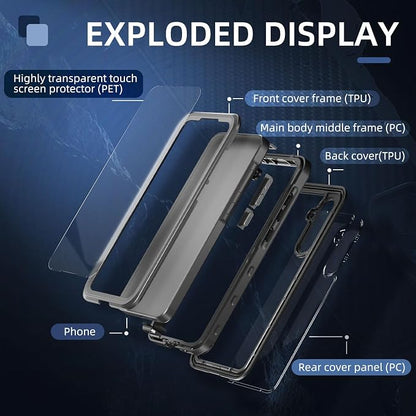 Omio for Galaxy A35 5G Waterproof Case, Full Body IP68 Underwater Clear Protective Case Built-in Screen Protector Heavy Duty Shockproof Case for Men Women, Black