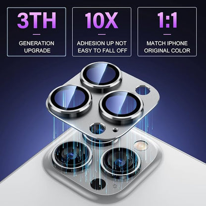 Uyiton for iPhone 14 Pro/iPhone 14 Pro Max Camera Lens Protector, [Drop Protection] 9H Tempered Glass Camera Cover Screen Metal Ring Case Friendly Scratch Resistant Easy to Install Silver