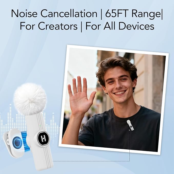Mini Wireless Lavalier Microphone for iPhone, iPad, Android Phone - 2in1 Microfono Lapel Bluetooth Mic for Recording, Clip on Omni Lav Mic for Video Recording, Tiktok, YouTube, Vlog