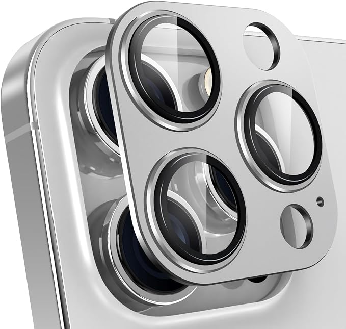 YWXTW for iPhone 15 Pro/iPhone 15 Pro Max Camera Lens Protector, [1:1 Perfect Fit] Matte Metal Anti Scratch Tempered Glass Camera Screen Protector Accessories, Case Friendly (Silver Titanium)