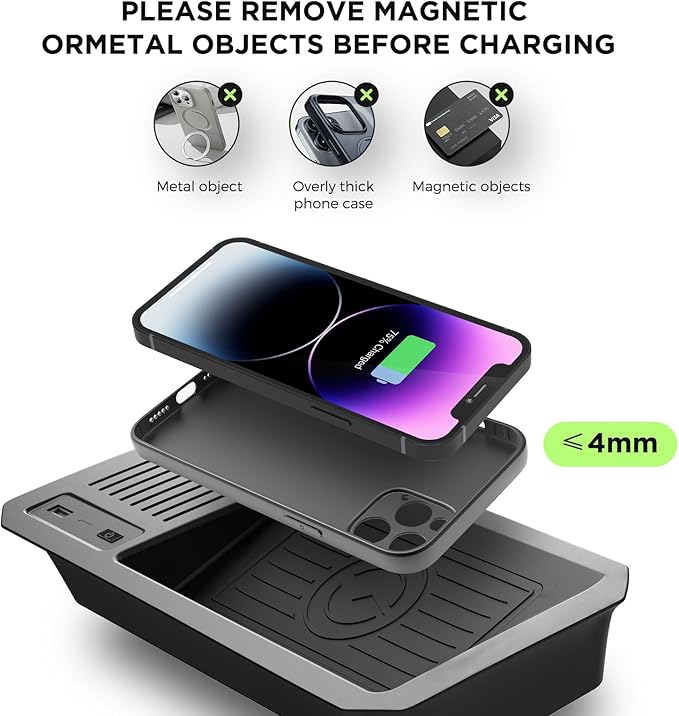 CreekT® Wireless Charger for Toyota Tundra 2022-2025 2026, OEM Custom Fit with USB Port Wireless Phone Charging Pad for Tundra TRD Pro 1794 Edition Platinum SR SR5 Limited Interior Car Accessories