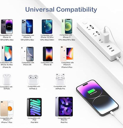 Compatible with iPhone 14 Charger Fast Charging,Fast Charger 2Pack 10Foot Extra Long Braid Woven Cable Cord with PD Charging Block Cube Compatible with iPhone 14/13/12 Pro/12 Pro Max/11