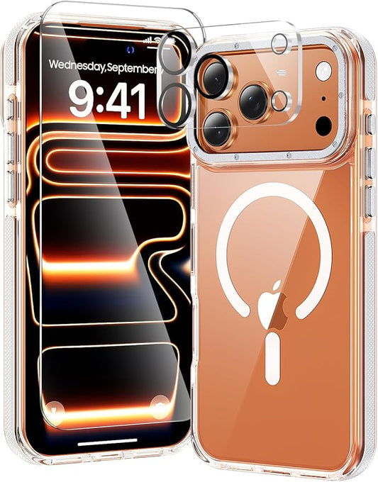 3 in 1 for iPhone 17 Pro Max Case Clear Bumper,Fits MagSafe, Yellowing-Resistant Acrylic Back, Shockproof Guard Corners, Military-Grade Protection for Phone Cover 6.9 inch