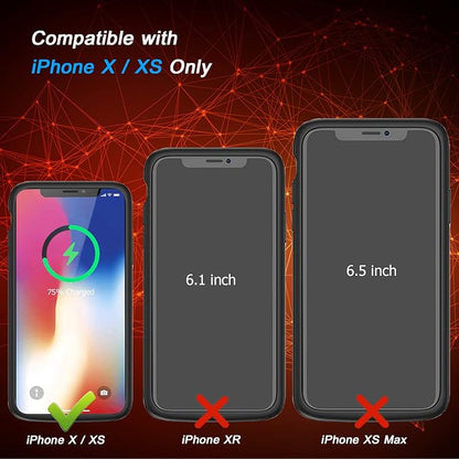Battery Case for iPhone X/XS, [10000mAh] Enhanced Rechargeable Portable Protective Qi Wireless Charger Case Battery Support CarPlay Wireless Charging Case Compatible with iPhone X/XS (5.8 inch)-Black