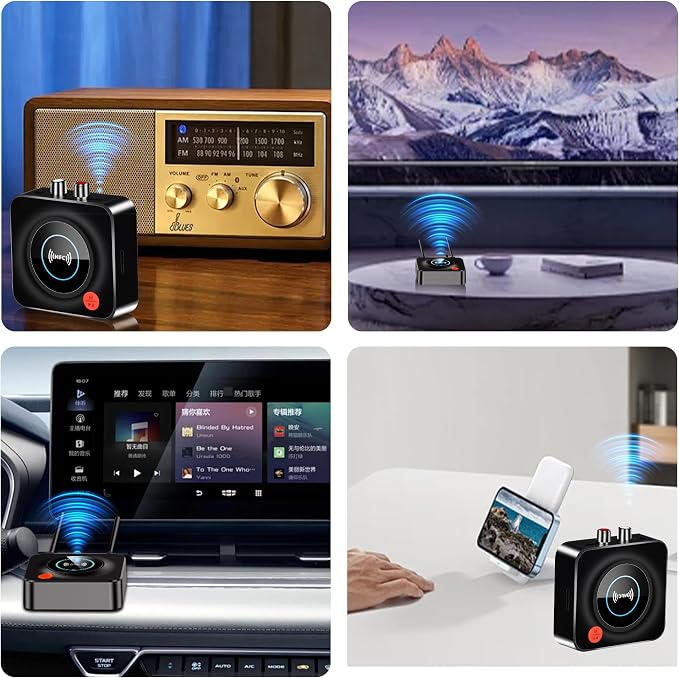 Bluetooth Receiver for Home Stereo, NFC Quick Pair,3.5mm AUX/RCA,TF Card Slot,Wireless Bluetooth Audio Adapter Low Latency for Home Music Streaming Stereo System