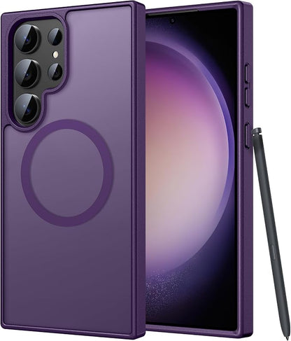 FNTCASE for Samsung Galaxy S23 Ultra Case, Compatible with Magsafe Purple | Translucent Matte Magnetic Back, 14FT Military Grade Drop Protection, Shockproof Protective Phone Cover