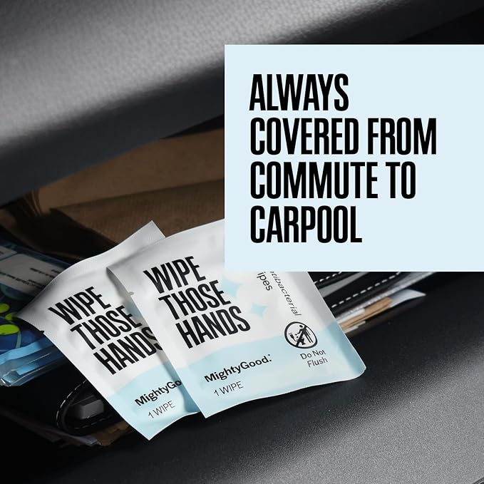 Wipe Those Hands On-The-Go Sanitizing Wipes - 4 Packs of 30 Individually Wrapped Wipes, 120 Total - Alcohol & Fragrance-Free - Kills Germs Fast - Travel Friendly