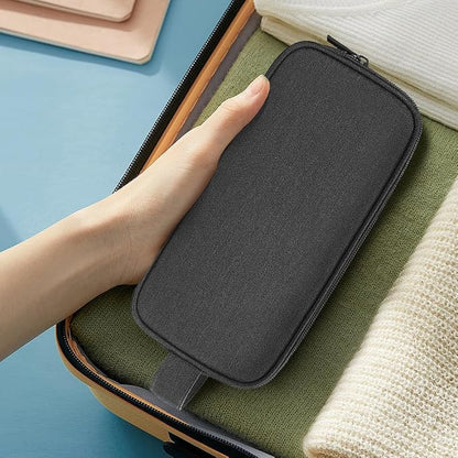 Teskyer Double Layer Cable Organizer Bag, Travel Tech Pouch, Dark Grey | Elastic Bands Organization, Water Resistant Fabric, Multiple Compartments, Padded Protection, Travel and Office Use