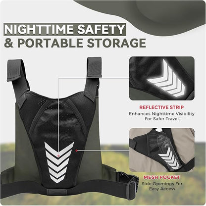 Criuage Outdoor Chest Bag for Men, Lightweight Running Vest with Water Bottle Pocket, EDC Chest Pack for Hiking, Cycling