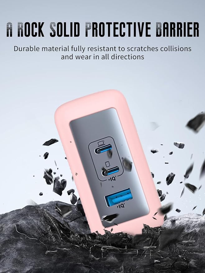 Case for Anker Nano 100W USB-C Charger (Model: A2145), Kids-Friendly Soft Silicone Protective Cover, Shockproof, Waterproof (Pink)