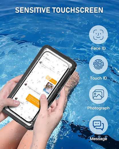 Waterproof Phone Case, IPX8 Underwater Floating Pouch for Snorkeling Swimming Beach Cruise Travel, Water Proof Dry Case for iPhone 17/16/15/14 Pro, Samsung Galaxy S26/S25/S24 (Black)