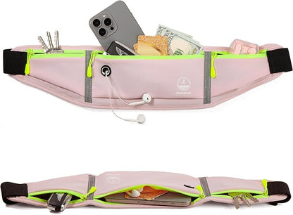 Running Belt Slim Fanny Packs for Women, Pink Running Fanny Pack Waist Pack Phone Holder for Running Hiking Workout