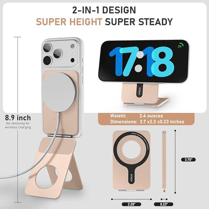Magnetic Tripod for iPhone, Aluminium Phone Tripod Stand Compatible with Magsafe iPhone 17/16/15/14/13/12 Series, Foldable Strong Magnetic Phone Stand & Travel Essentials Accessories