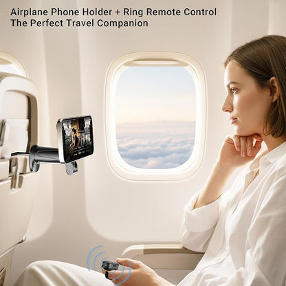 Magnetic Airplane Phone Holder with Page Turner, Plane Phone Stand for Travel Essentials, Handsfree for Flight Smartphone Mount Compatible with iPhone 17/16/15/14/13/12 & Android.