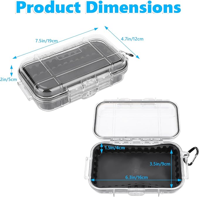 Tiiyee Small Waterproof Storage Case, Outdoor Survival Waterproof Dry Box Protective Case Shockproof Airtight Carry Box Container Floating Hard Shell for EDC Tools Phone Keys Watches Travel Fishing