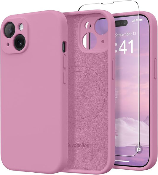 Magnetic for iPhone 13 Case, Compatible with MagSafe, [Full Camera Protection][Screen Protector] Silicone Shockproof Protective Phone Case for iPhone 13 6.1", Blackcurrant