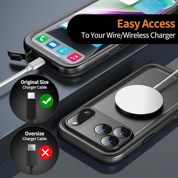 Cozycase TOP Military Protective IP68 Waterproof Case for iPhone 17 Pro Heavy Duty 360 Shockproof Full Body with Screen Camera Protector Double Dustproof Hard Tough 17Pro Front Back Cover