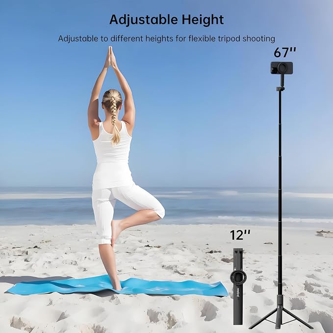 Selfie Stick for iPhone MagSafe, 67" Extendable Magnetic Phone Tripod with Remote, 360° Rotatable Travel Tripod with Metal Ring, Compatible with iPhone 12-17/Samsung Galaxy/Android Phones