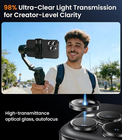 iGluz 2 Pack Anti-Reflection Camera Lens Protector for iPhone 16 Pro/iPhone 16 Pro Max [98% Transmittance][1-Step Installation Tray][Strong Adsorption] 9H Shatterproof Tempered Glass-Black Titanium
