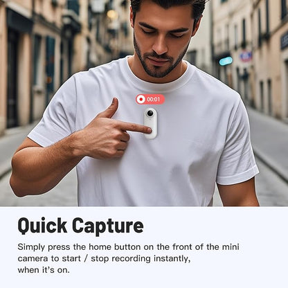 Mini Body Camera, Wearable Action Body Cam, Thumb Size Hands Free Recording Body Worn Camera, Premium Portable Camcorder Mount Anywhere for Pet Walking, Work, Travel (White, 128GB)