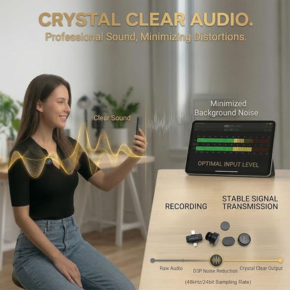 Vislla Mini Microphone for iPhone & Android, Furry Windscreen, Noise Cancelling Wireless Lavalier Microphone,Clip On Lapel Mini Mic Pro for Content Creators Vlogging/YouTube/Tiktok/Streaming/Interview