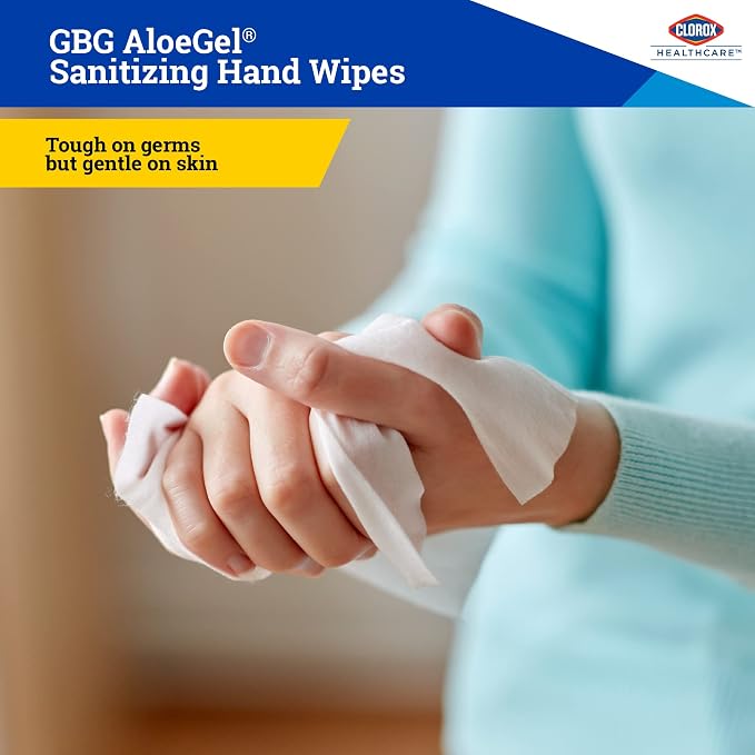 Clorox Healthcare GBG AloeGel Hand Sanitizer Wipes - Bleach-Free Hand Sanitizing Wipes for Hands in Bulk Canister - Disinfecting Sanitizer Solution for School Supplies & Office Use, 100 Count