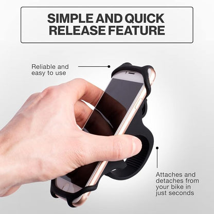 TeamObsidian Bike Phone Holder, Motorcycle Phone Mount - Size L - Non-Slip Material - Fits for 99% of Cellphone Models 5-6.5" - for All Handlebar Types